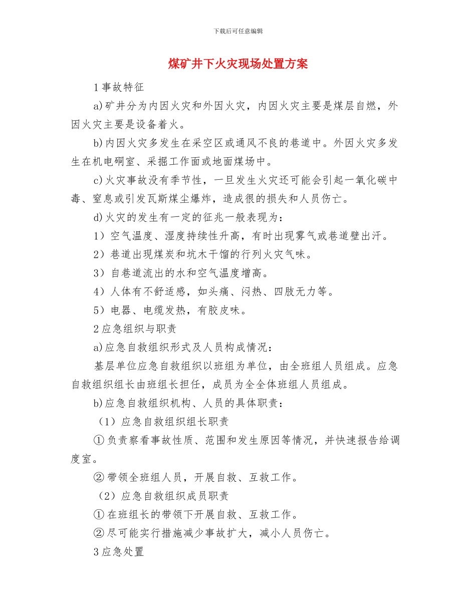 煤矿事故应急救援预案编制步骤与煤矿井下火灾现场处置方案汇编_第3页