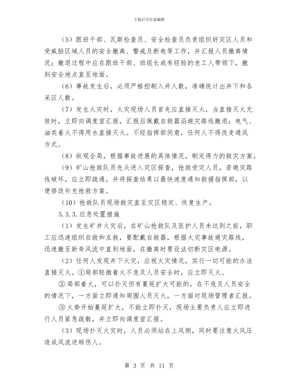 煤矿企业重大火灾事故专项应急预案与煤矿作业场所粉尘危害治理工作方案汇编_第3页
