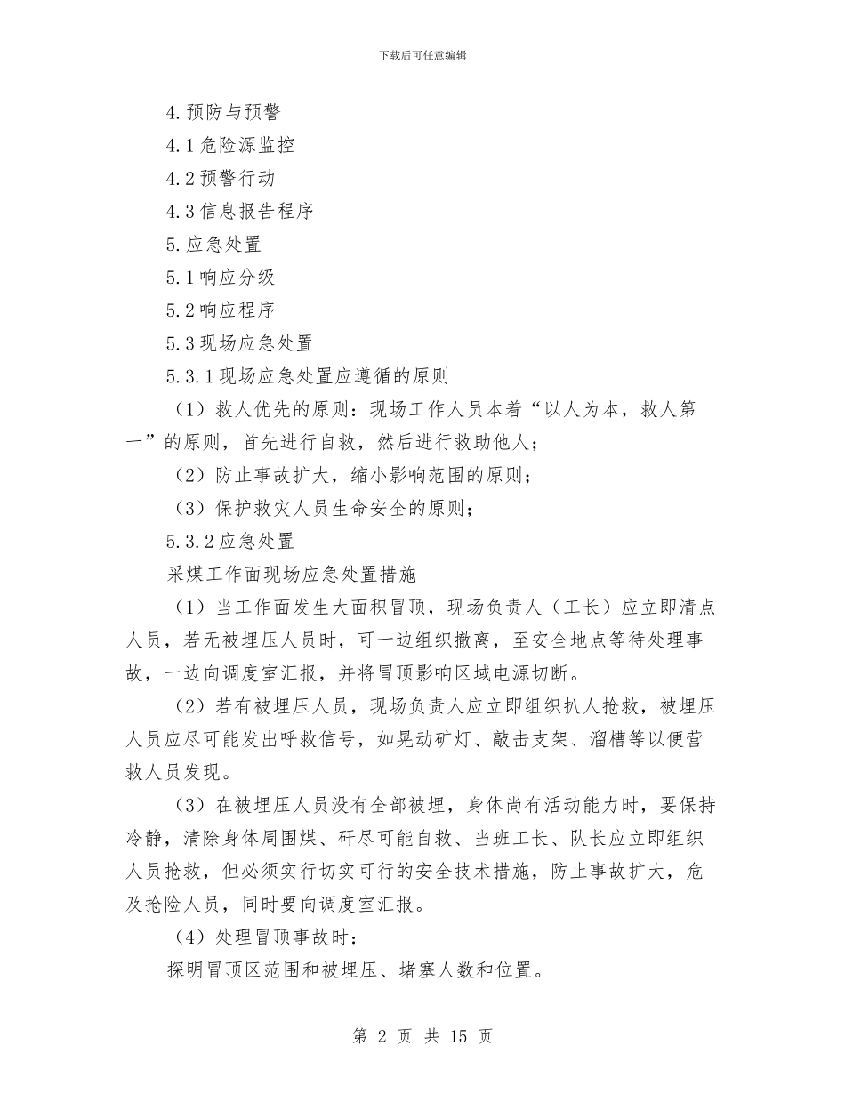 煤矿企业重大冲击地压事故专项应急预案与煤矿企业重大水灾事故专项应急预案汇编_第2页