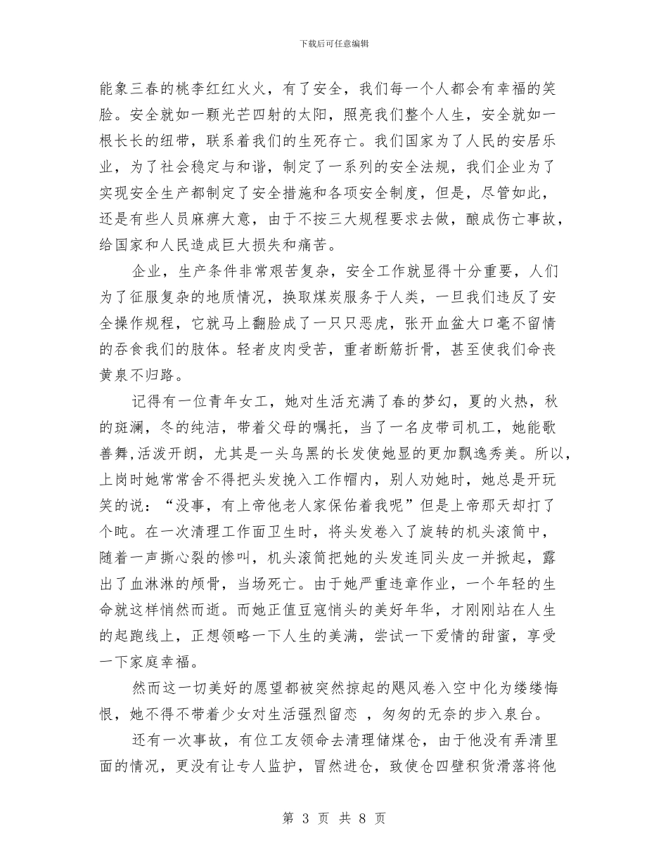 煤矿安全演讲稿范文与煤矿安全生产三项行动工作的实施方案汇编_第3页