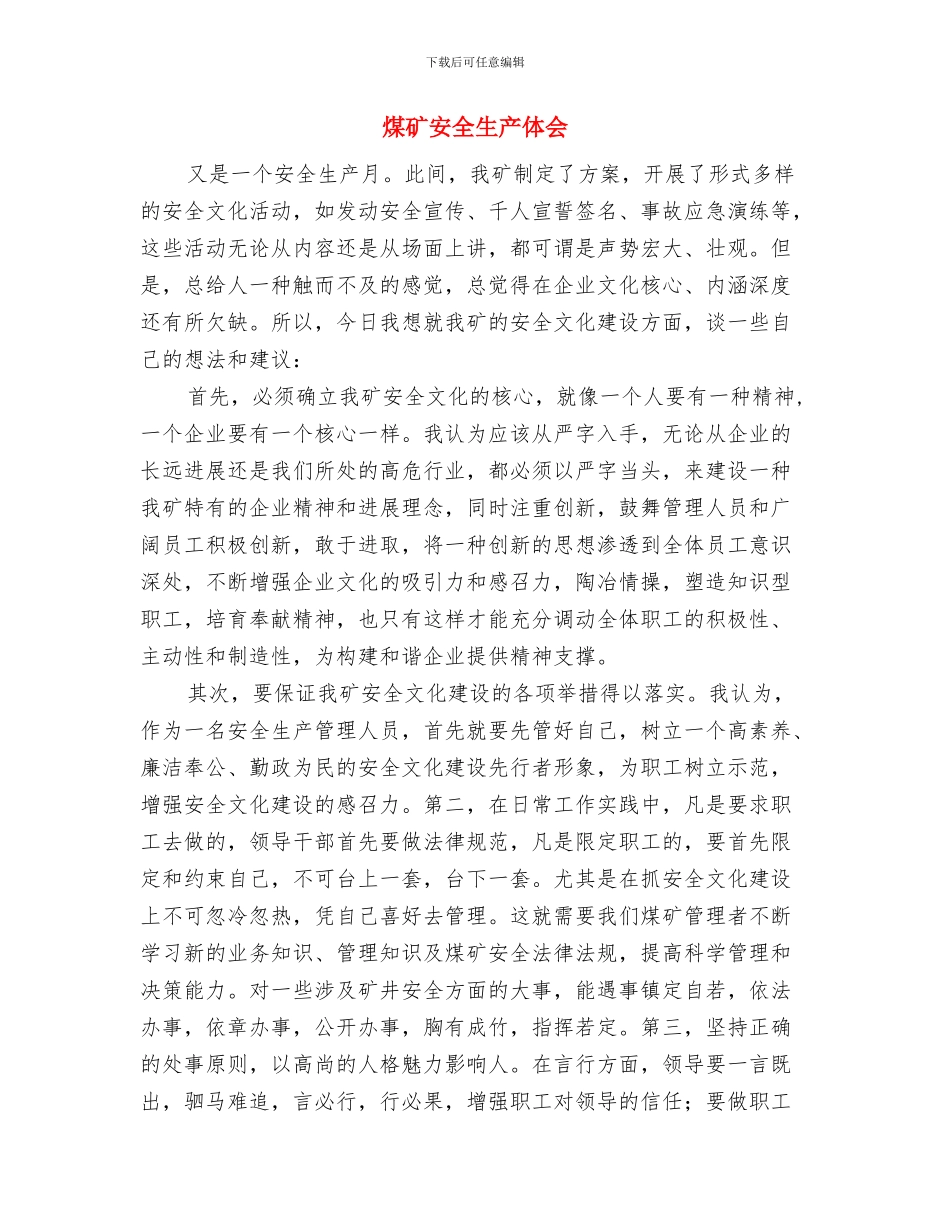 煤矿安全生产专项整治工作总结与煤矿安全生产体会汇编_第3页