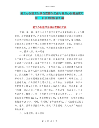 爱卫办创建卫生镇自查整改汇报与爱卫办创建进度汇报