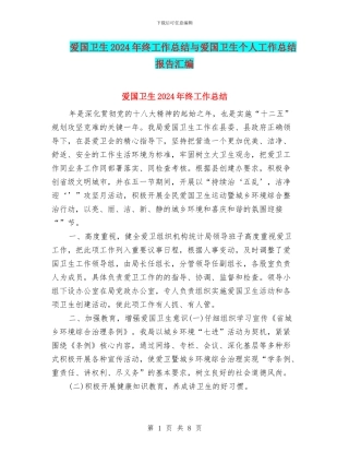 爱国卫生2024年终工作总结与爱国卫生个人工作总结报告汇编