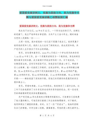 爱国爱党演讲例文：党旗为我指方向
