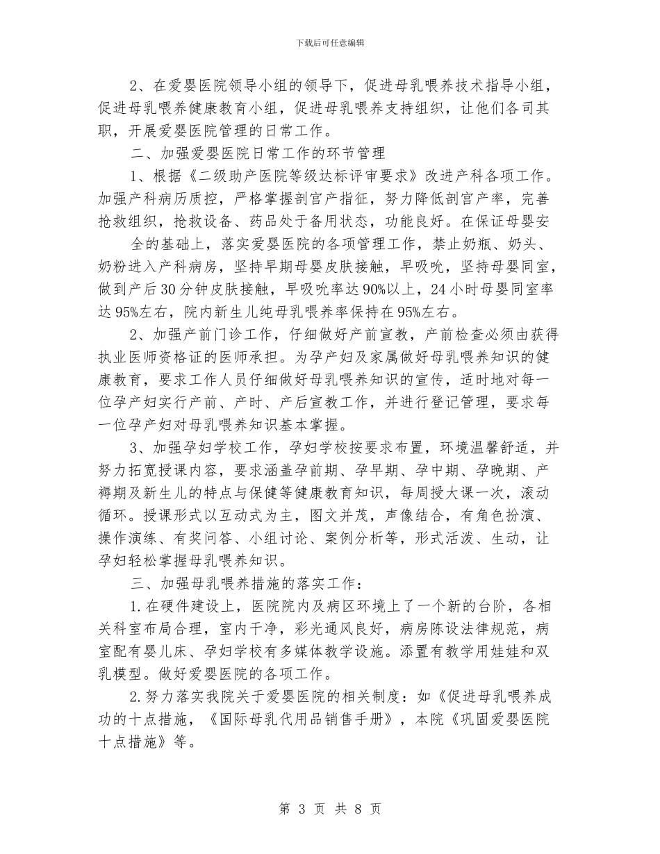 爱婴医院工作计划模板2024_第3页