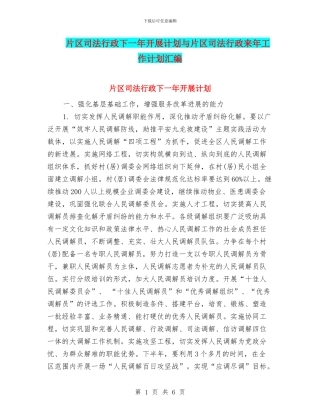 片区司法行政下一年开展计划与片区司法行政来年工作计划汇编