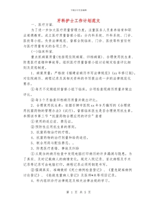 牙科护士工作计划范文