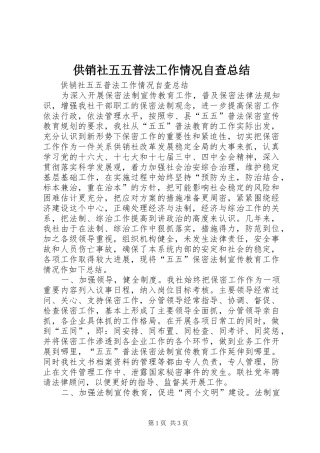 供销社五五普法工作情况自查总结