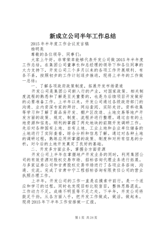 新成立公司半年工作总结