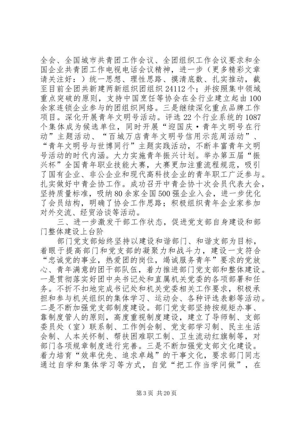 城市青年工作部党支部XX年度工作总结(精选多篇)_第3页