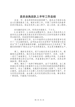 县农业执法队上半年工作总结_1