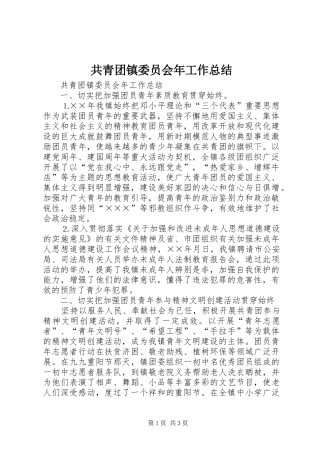 共青团镇委员会年工作总结_1