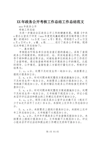 XX年政务公开考核工作总结工作总结范文