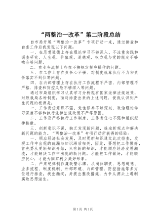 “两整治一改革”第二阶段总结