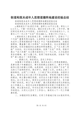街道构筑未成年人思想道德阵地建设经验总结_1