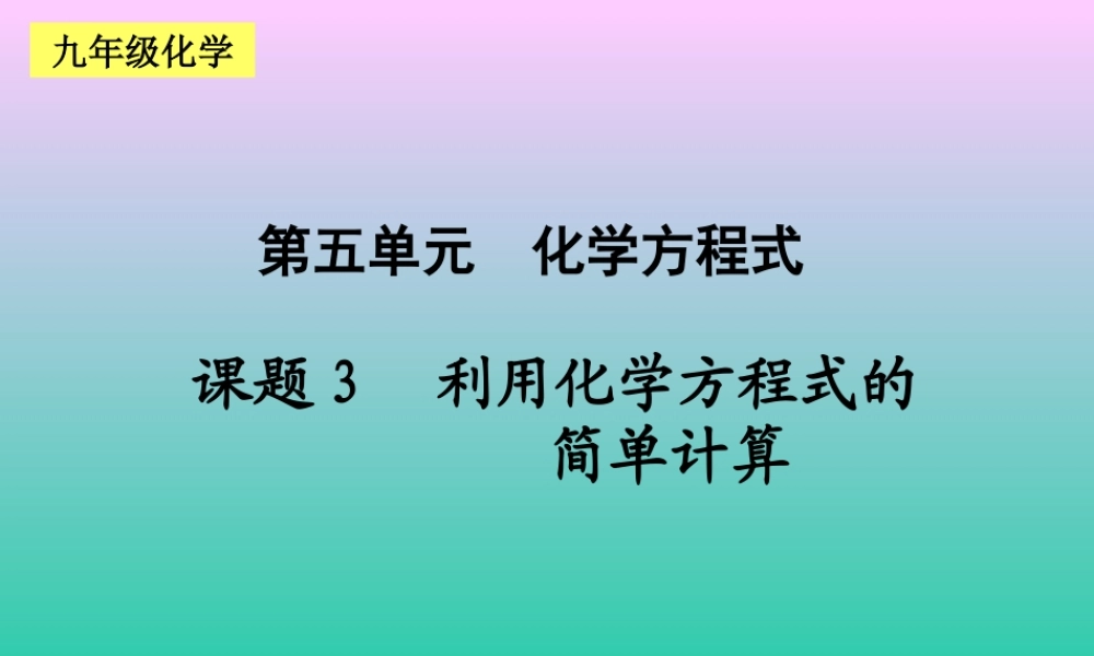 -利用化学方程式的简单计算