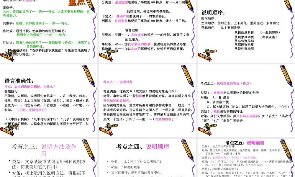 中考语文说明文专题复习课件