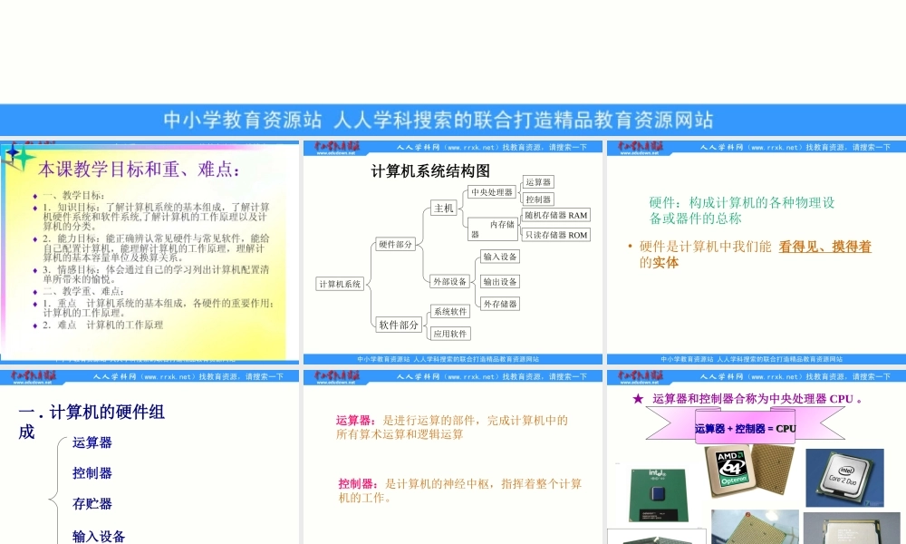 川教版信息技术七上第4课《计算机系统及其工作原理》课件