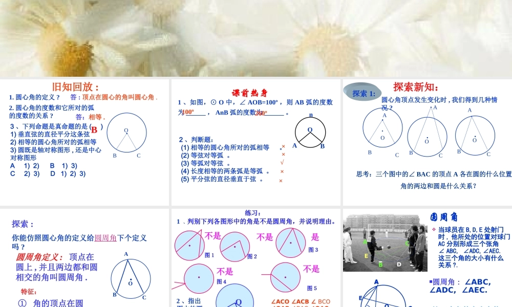 圆周角与圆心角的关系