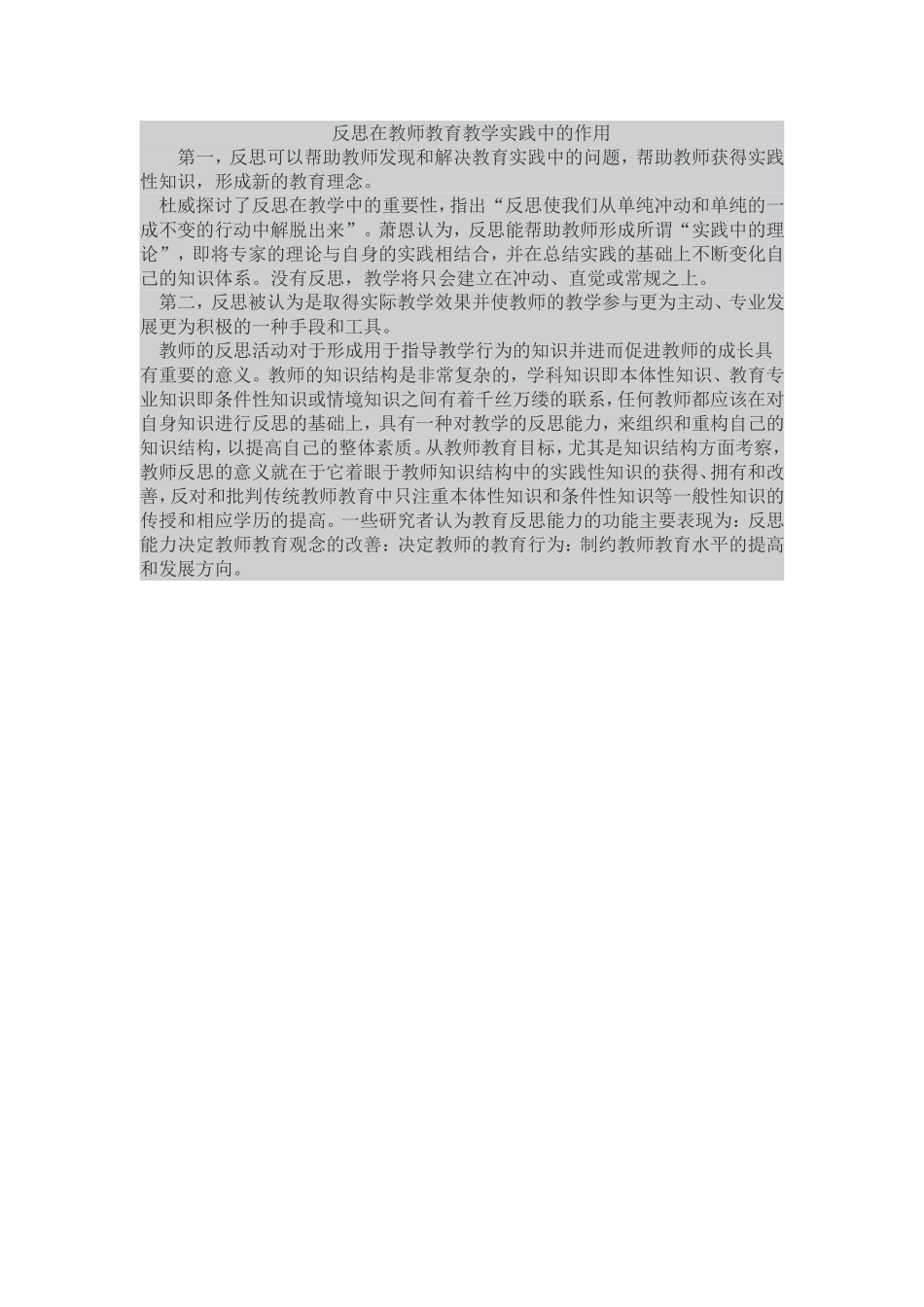 反思在教师教育教学实践中的作用_第1页