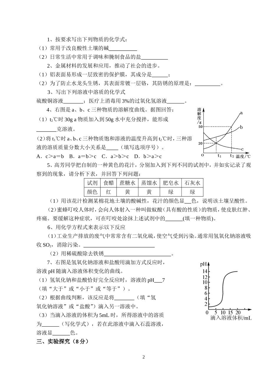 九年级化学春季月考试题_第2页