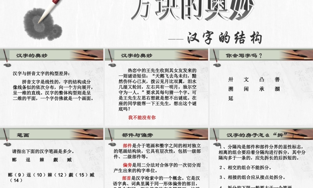 《方块的奥妙——汉字的结构》