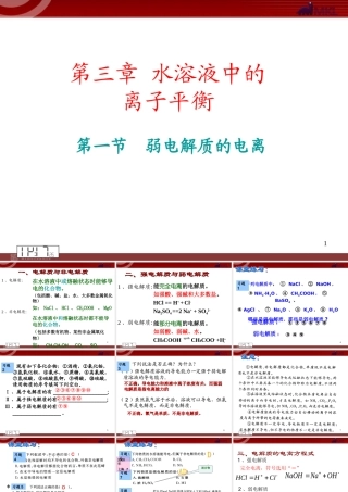 化学：31《弱电解质的电离》（备课组）课件（人教版选修4）