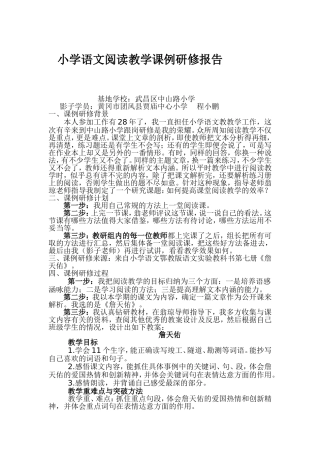 小学语文阅读教学课例研究报告