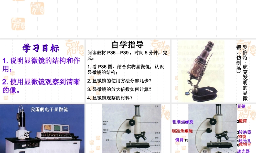 七年级上册生物练习使用显微镜