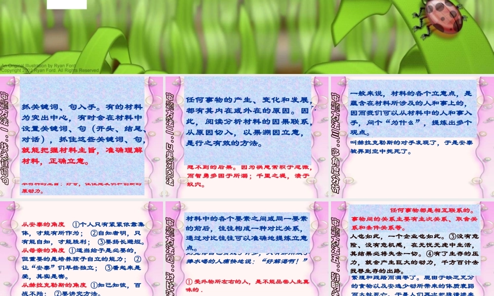 语文高考作文辅导课件：新材料作文审题立意(上课用)