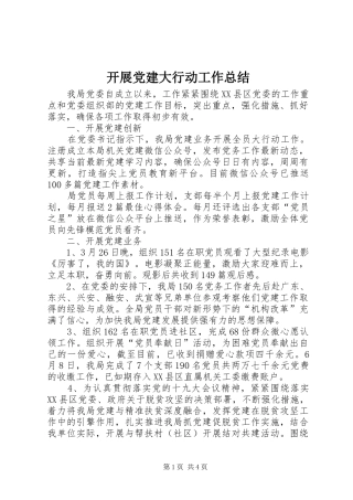 开展党建大行动工作总结