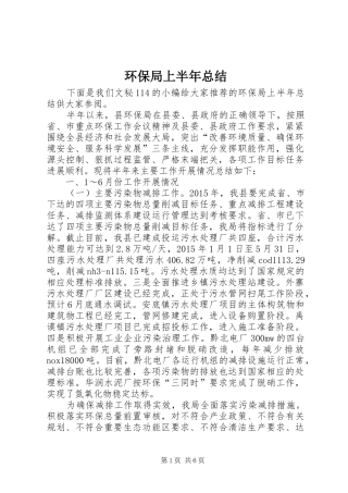 环保局上半年总结