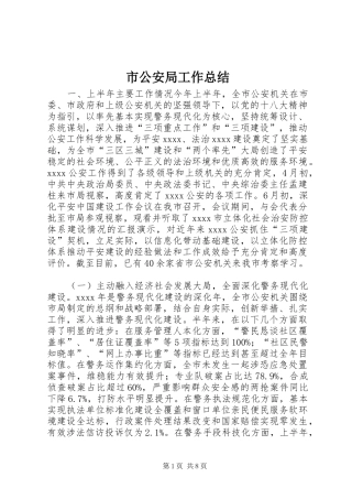 市公安局工作总结