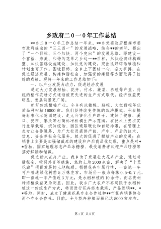 乡政府二0一0年工作总结_1