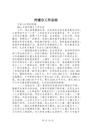 村建办工作总结