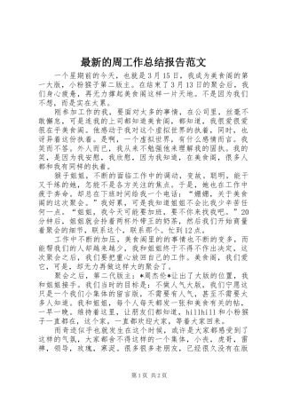 最新的周工作总结报告范文