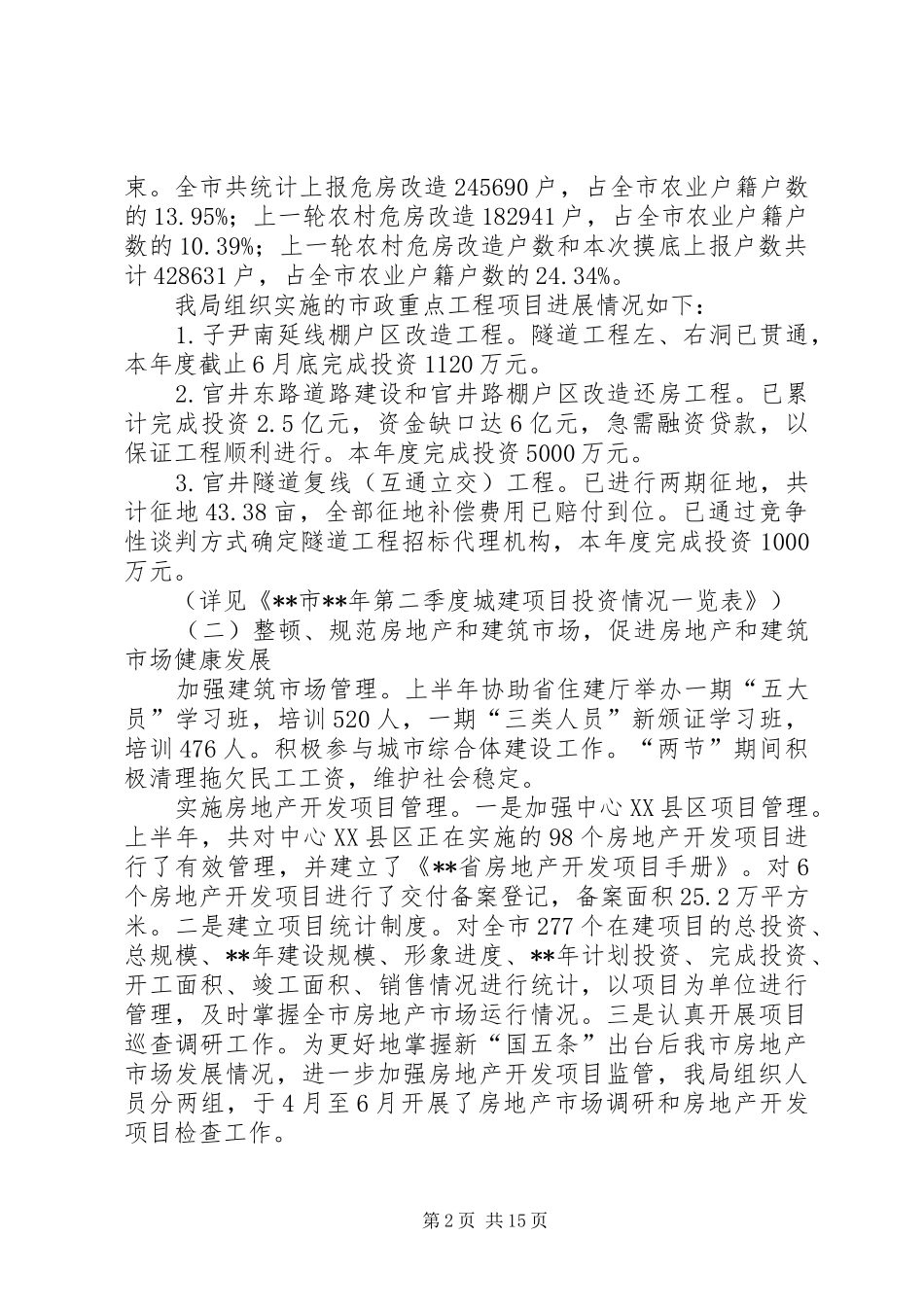 住房城乡建设上半年工作总结_第2页