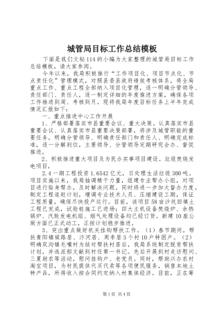 城管局目标工作总结模板