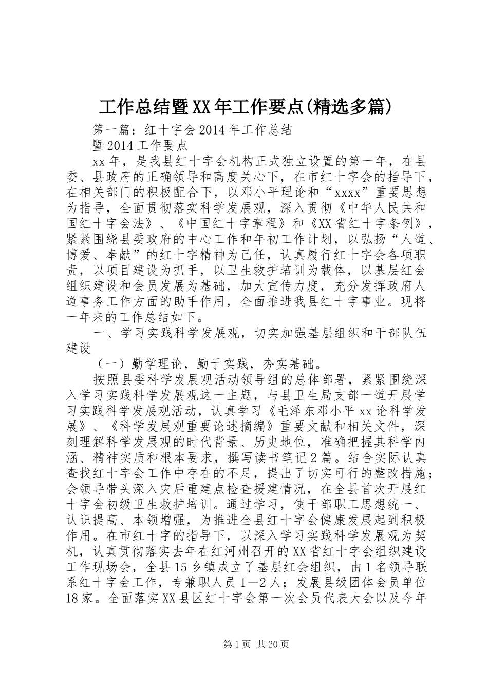 工作总结暨XX年工作要点(精选多篇)_第1页