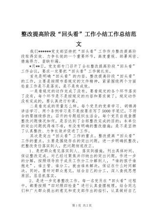 整改提高阶段“回头看”工作小结工作总结范文_1