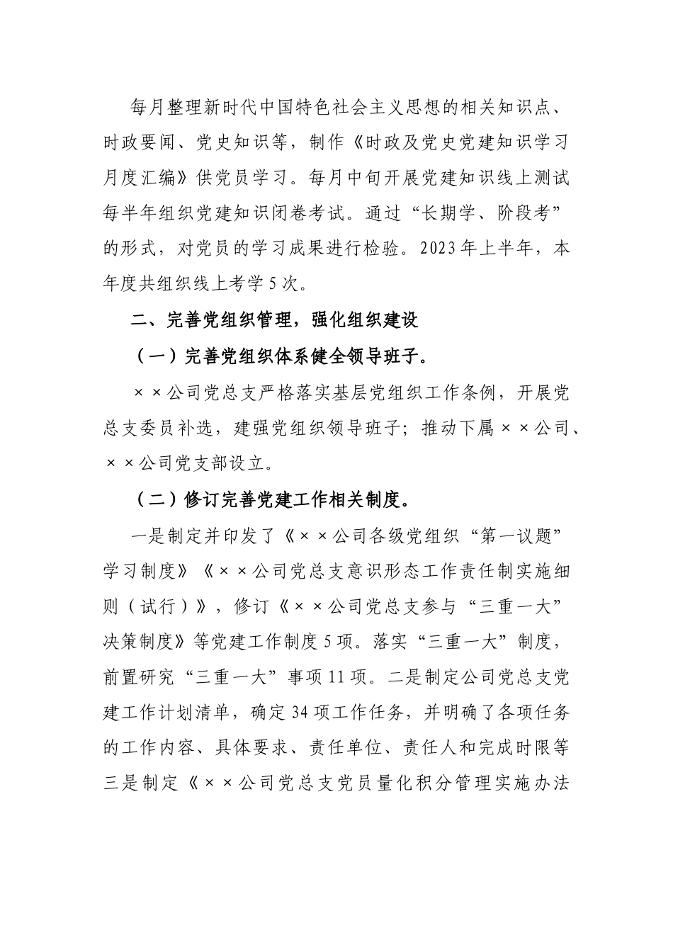 公司上半年党建工作总结及下半年计划_第2页