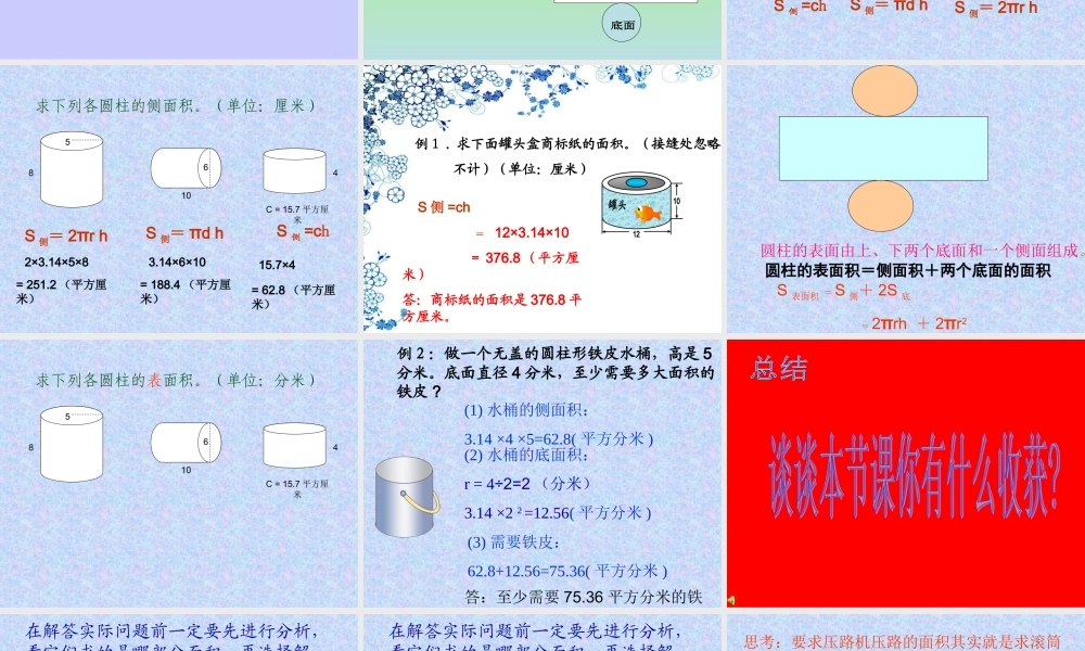 圆柱的表面积PPT课件