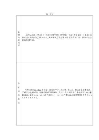 一上单元格教材内容简析