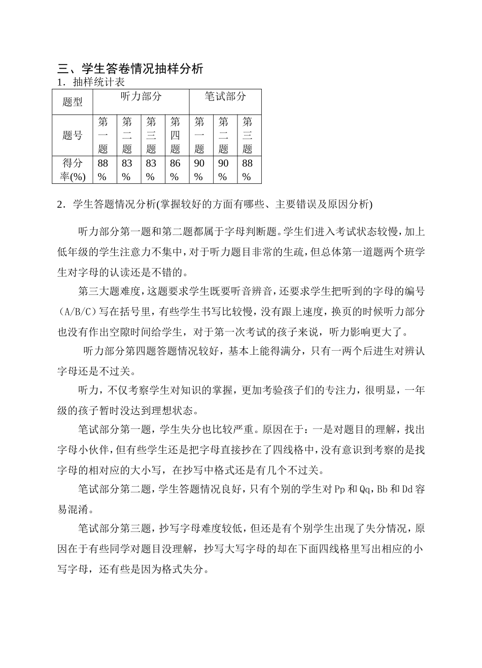 月份英语月考质量分析表洪君娜_第2页