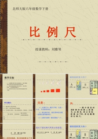 (北师大版)六年级数学下册课件_比例尺_1[1]
