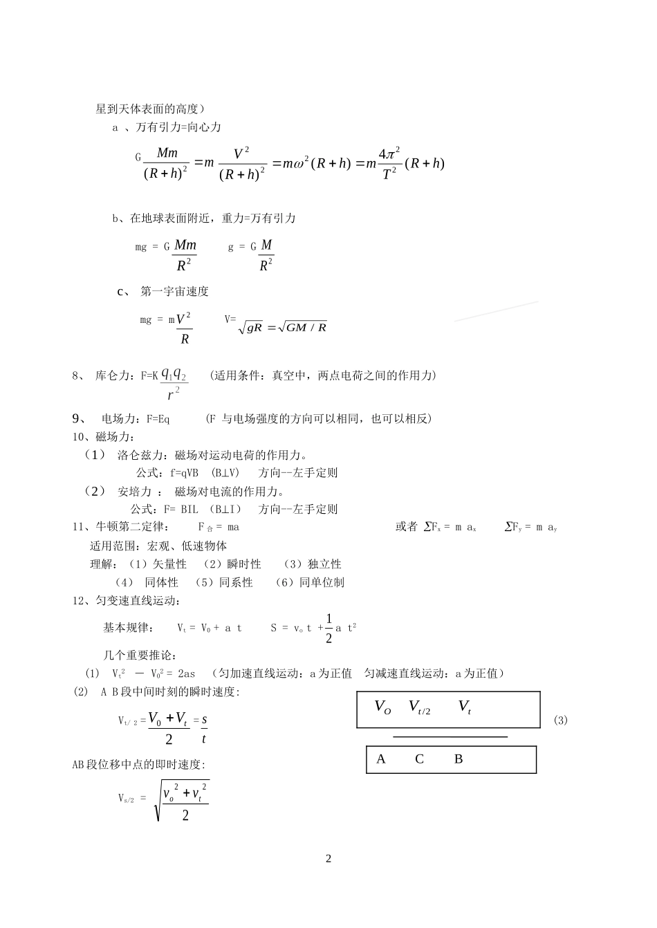 高中物理公式大全 (2)_第2页