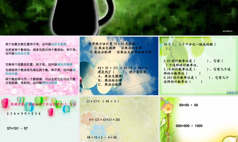 北师大版运算定律与简便计算复习