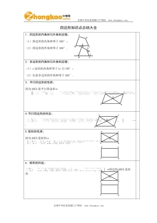 四边形知识点总结大全