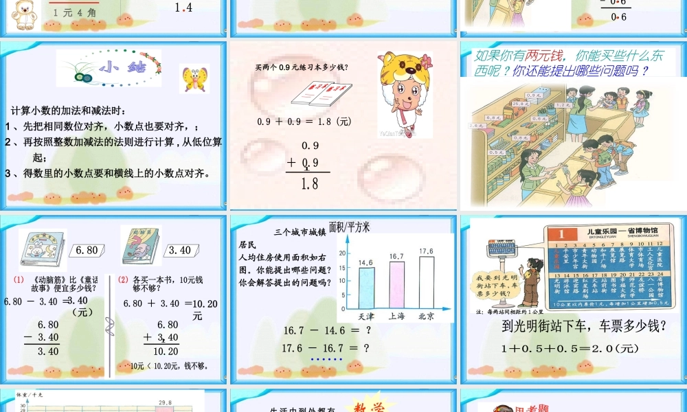 刘海霞确定《简单的小数加减法》PPT课件