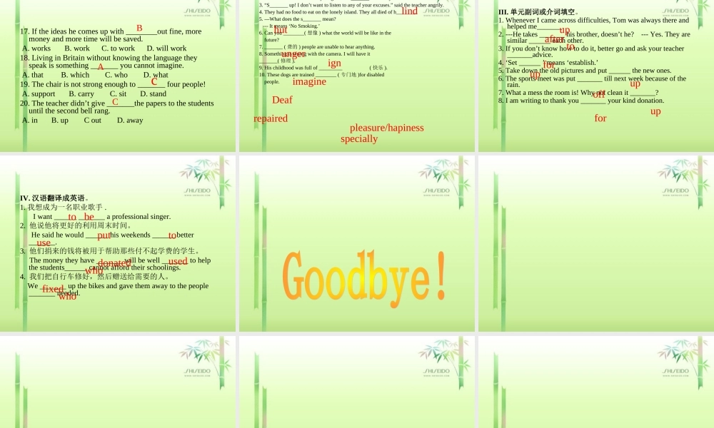 新目标九年级Unit8复习课件